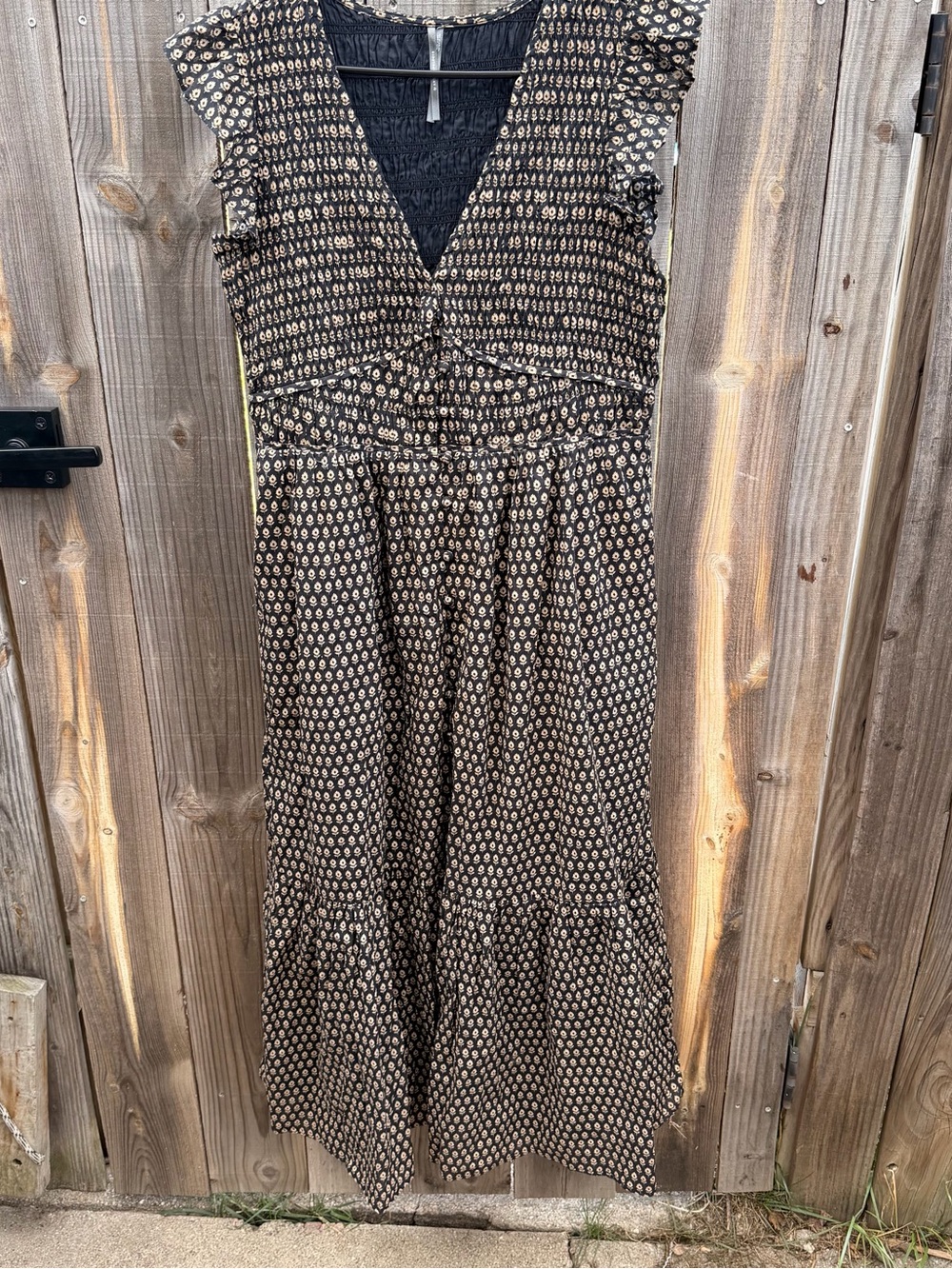 Anthropologie Peregrine Midi Dress in Neutral Motif Size Medium